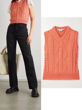 NWT ACNE STUDIOS Orange Cable Knit Tank Top